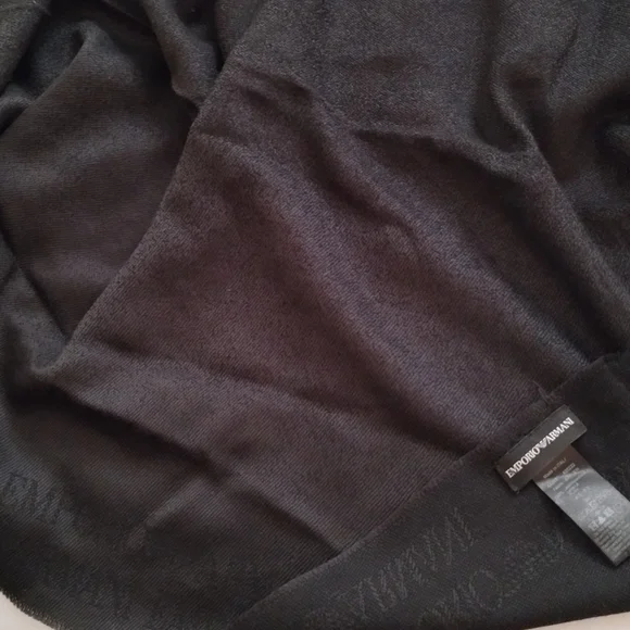 100% Authentic Emporio Armani black silk printed scarf
